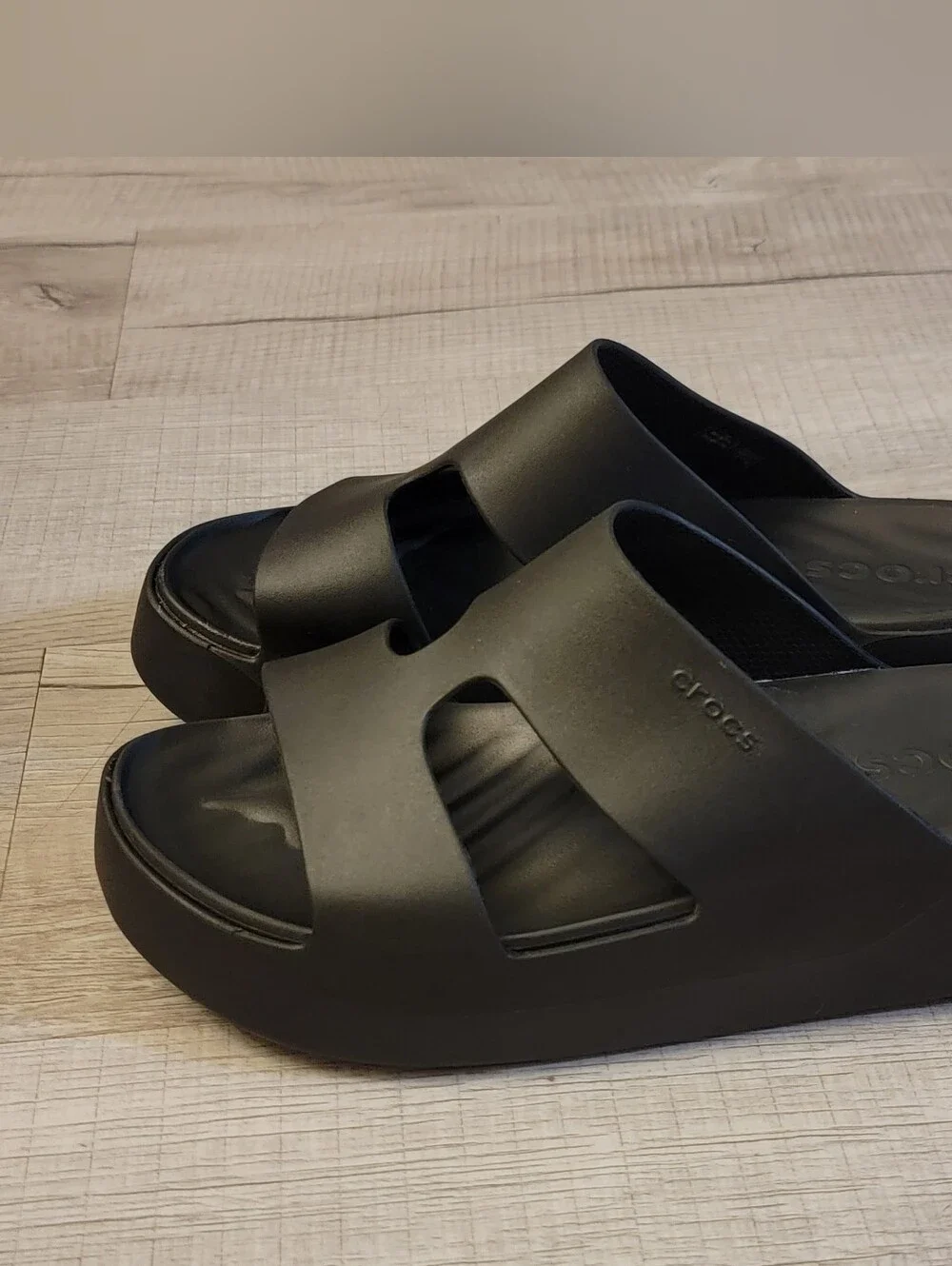 CROCS Men's Black Dual-Strap Slide Sandals